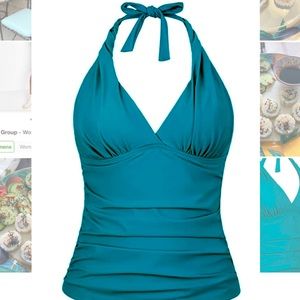 teal women’s tankini-tummy control top and matching bottoms! NWT! 🍍